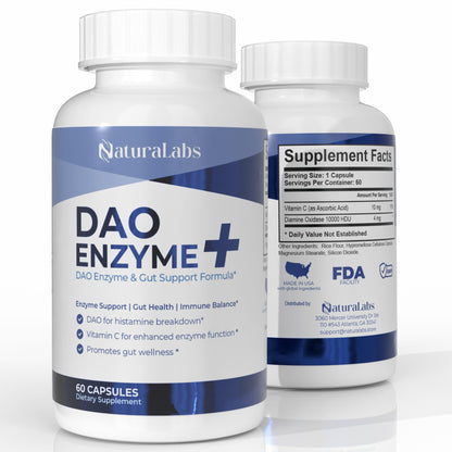 NATURALABS DAO Histamine Blocker – Diamine Oxidase (DAO) + Vitamin C for Gut Health | 60 Servings