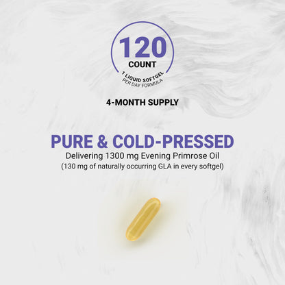 Naturalis Evening Primrose Oil 1300mg | 120 Softgels | New Zealand, Non-GMO, Gluten & Soy Free