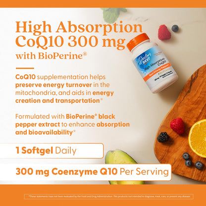 Doctor's Best High Absorption CoQ10 - Heart & Energy Support with Bioperine