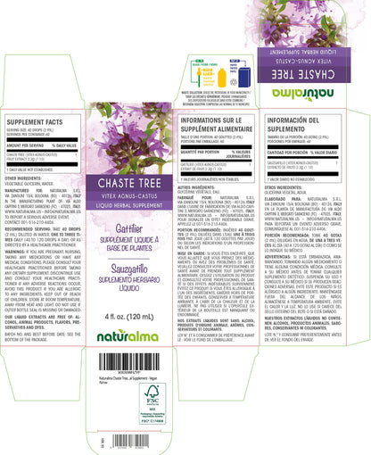 Naturalma Chaste Tree Tincture 4 fl oz – Alcohol-Free Vitex Drops (Vegan)