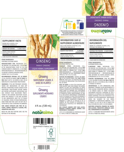 Naturalma Ginseng Root Tincture Alcohol-Free 4 oz Vegan