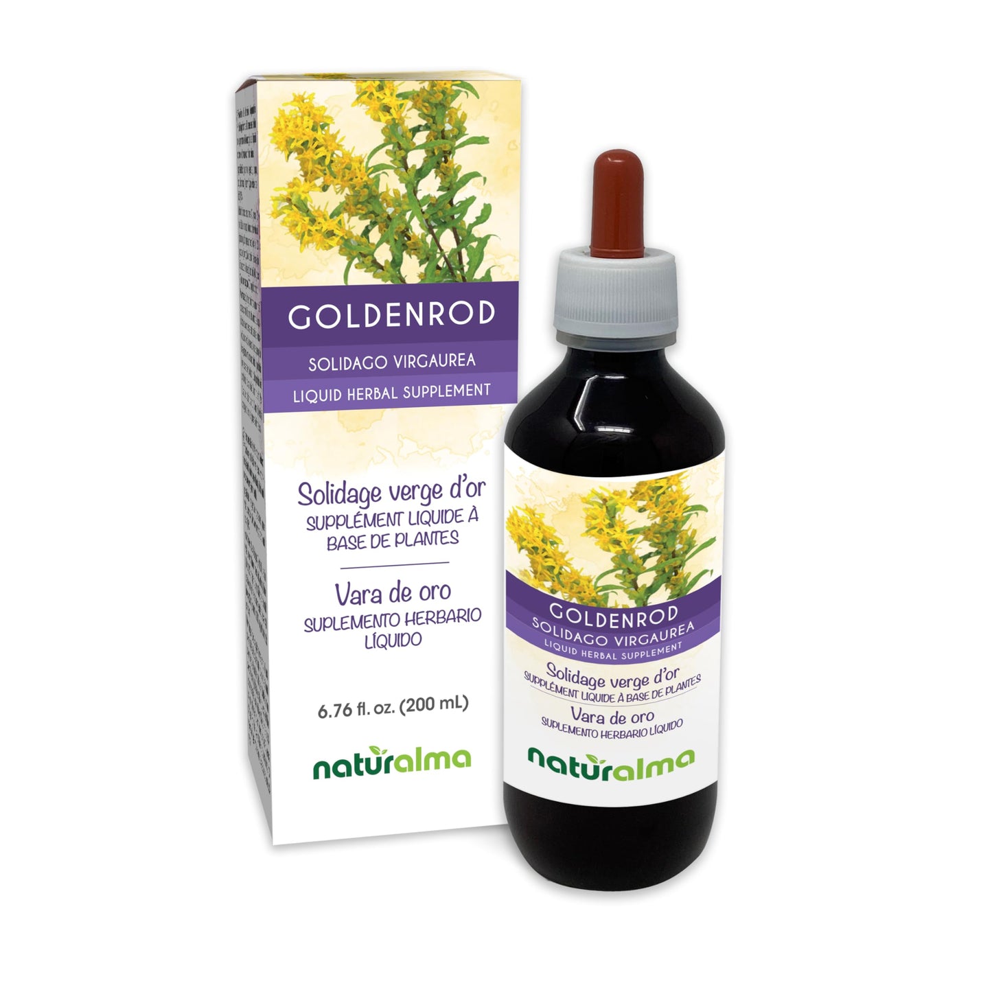 Naturalma Goldenrod Tincture 1:10 Alcohol-Free Drops, Vegan