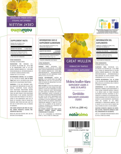 Naturalma Great Mullein Tincture 1:10 Alcohol-Free - 6.76 fl oz - Vegan