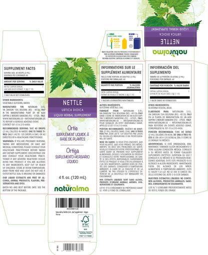 Naturalma Nettle Leaf and Root Alcohol-Free Tincture - 4 fl oz Drops | Vegan