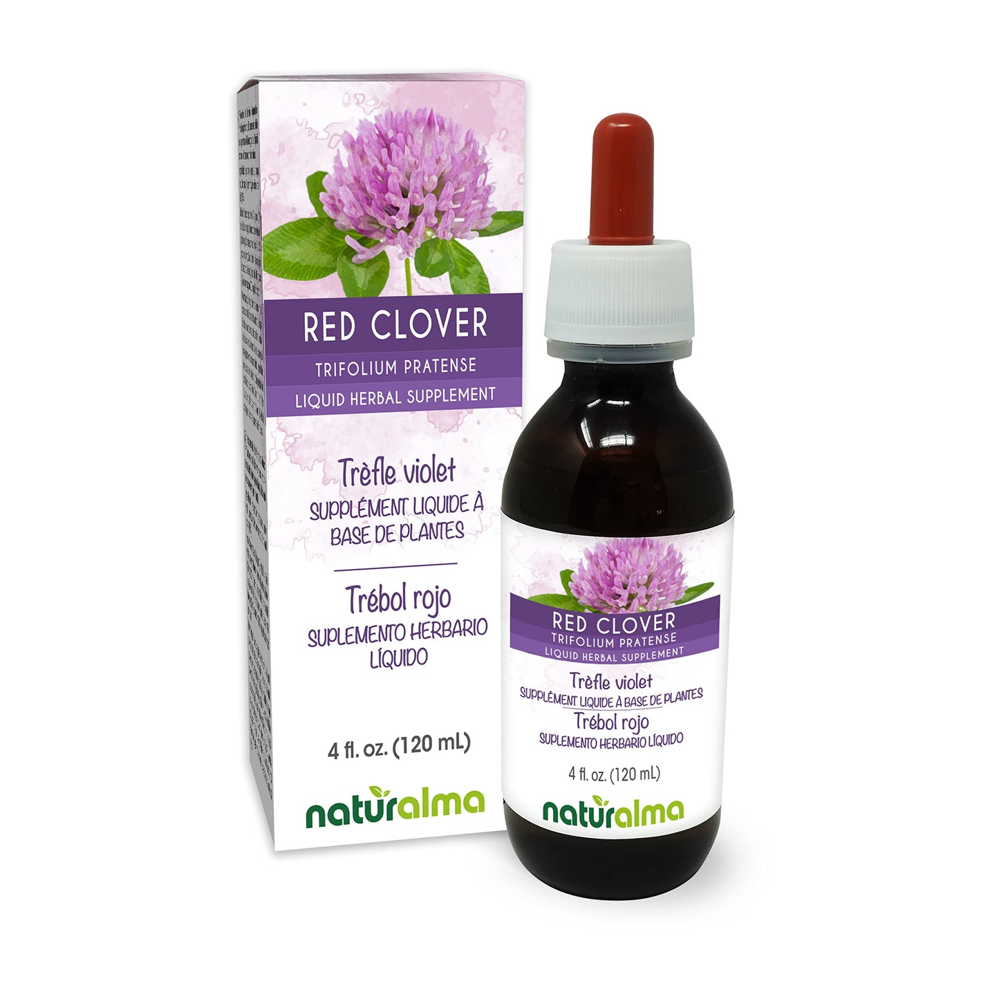 Naturalma Red Clover Tincture - Alcohol-Free, 4 fl oz Drops, Vegan