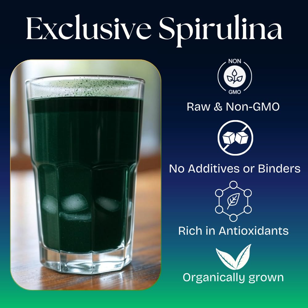 NaturalZing 100% Organic Spirulina Powder – Non-GMO, Vegan Superfood