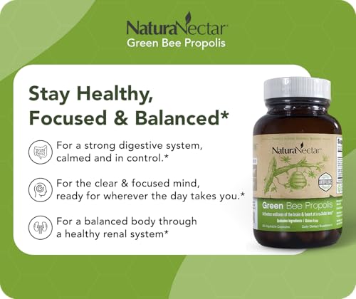 NaturaNectar Green Bee Propolis Capsules – NSF Certified, Gluten-Free