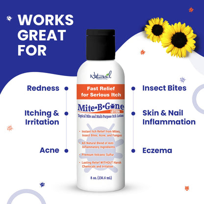 Naturasil Mosquito Bite Itch Relief by Mite-B-Gone – Natural Sulfur Lotion, 8 oz