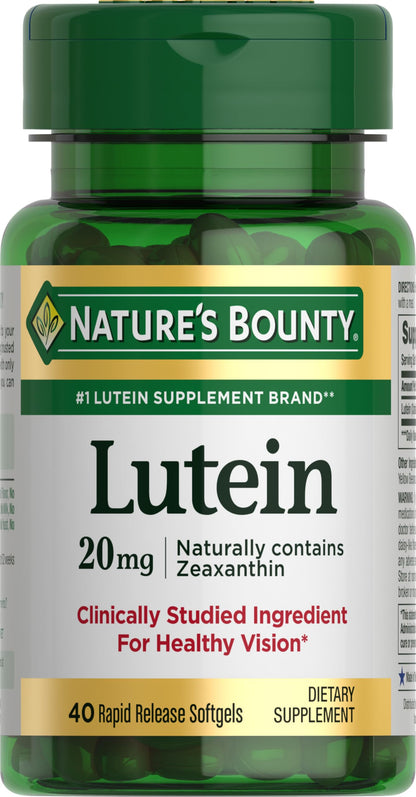 Nature's Bounty Lutein Pills – Eye Health Support, 20 mg, 40 Softgels
