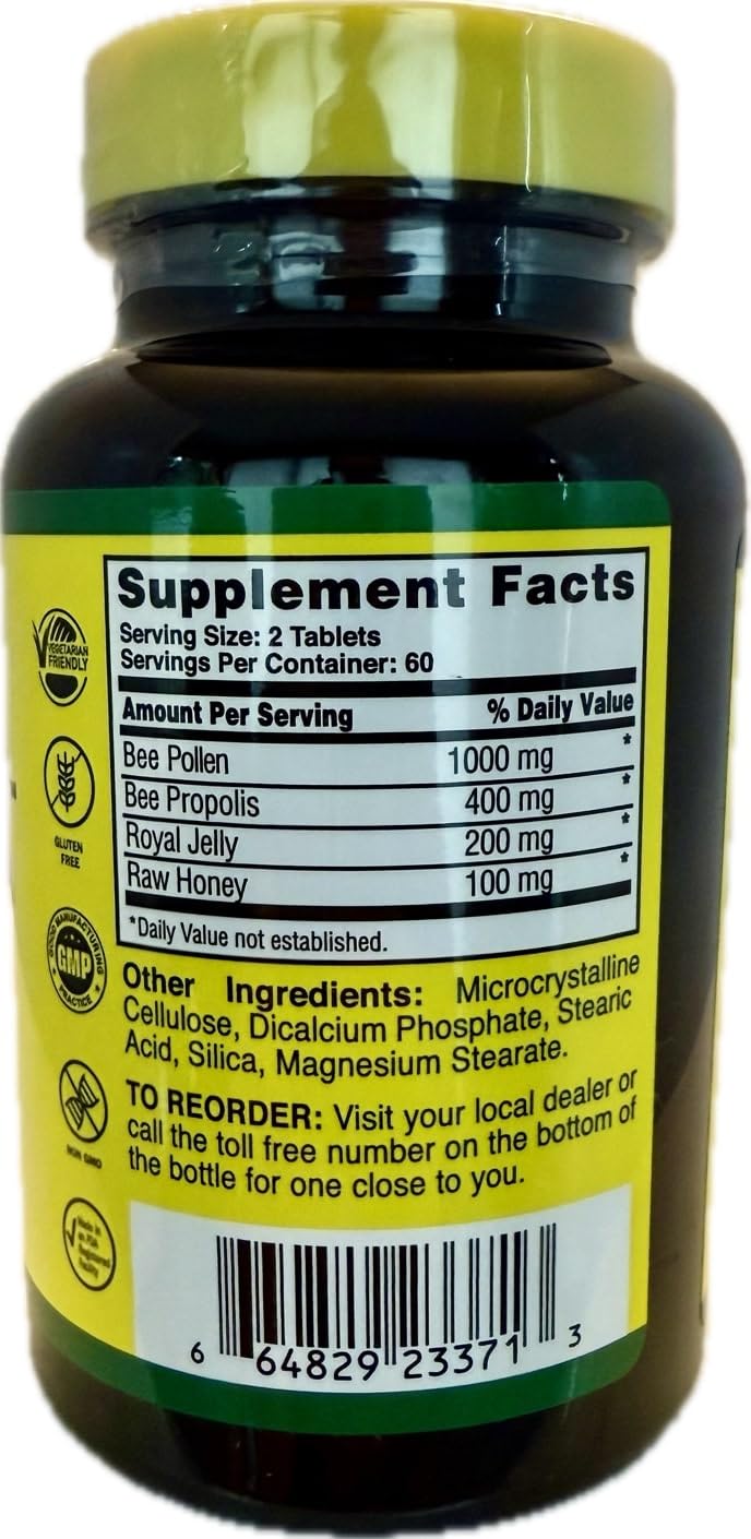 Nature Cure Bee Caps 120 Caplets | Bee Pollen, Propolis, Royal Jelly & Raw Honey