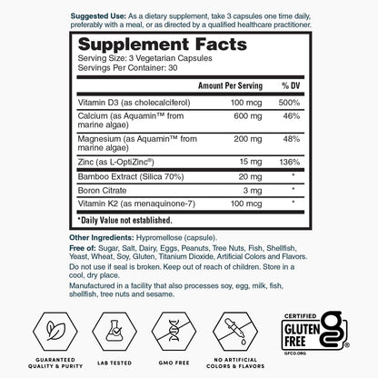 Nature's Lab Gold Vital Bones with Aquamin Plant-Based Calcium – 2-Pack, 180 Veg Capsules