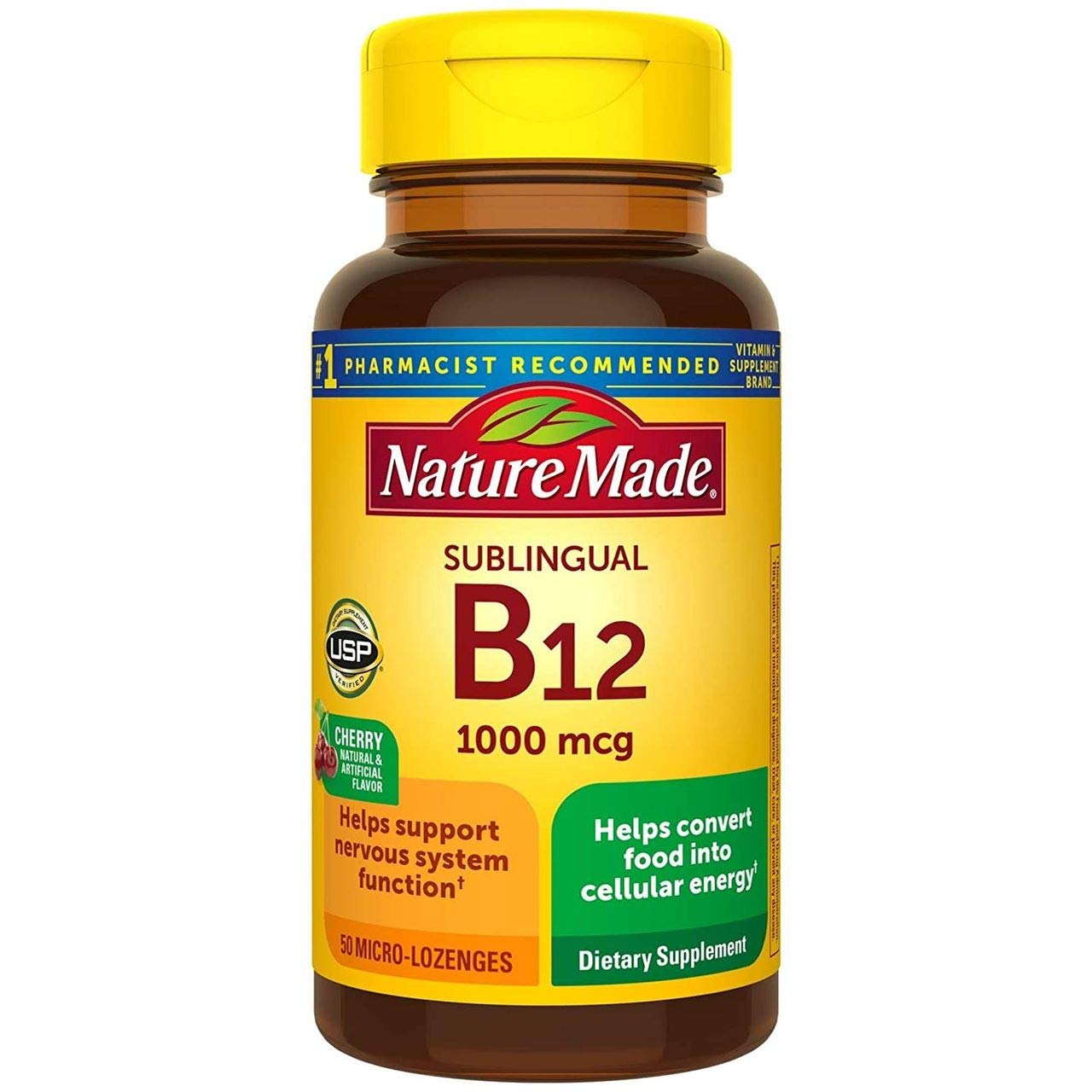 Nature Made B-12 1000 mcg Micro-Lozenges – Cherry Flavor | Pack of 2