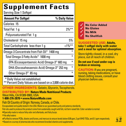 Nature Made Burp Less Ultra Omega-3 1400 mg Softgels – 90-Count, EPA & DHA
