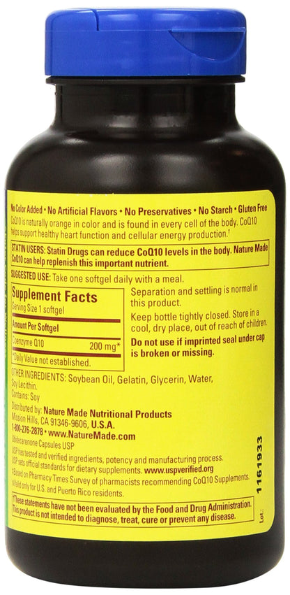 Nature Made CoQ10 200 mg – 2 Bottles, 140 Softgels Each