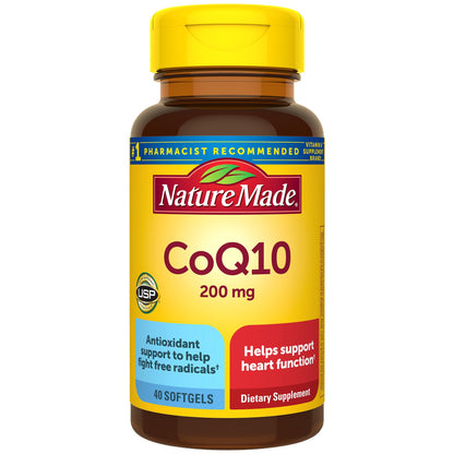 Nature Made CoQ10 200 mg Softgels – Heart Health Support, 40-Count (40 Day Supply)