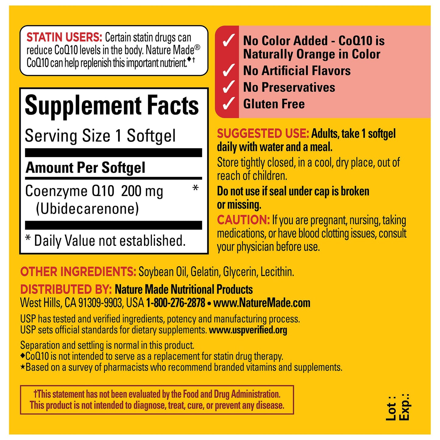 Nature Made CoQ10 200 mg Softgels – Heart Health Support, 40-Count (40 Day Supply)