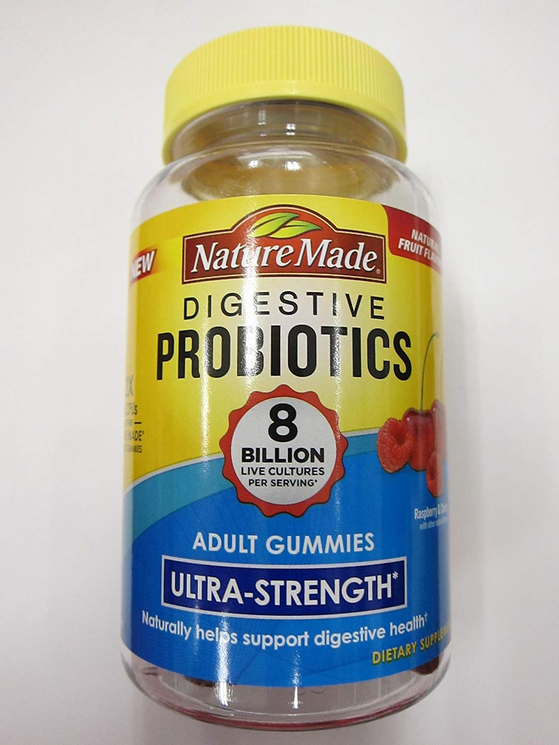 Nature Made Digestive Probiotics Ultra-Strength Raspberry & Cherry – 8 Billion CFU per Serving, 42 Gummies (Pack of 2)