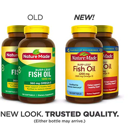 Nature Made Fish Oil Burp-Less 1200 mg Omega-3, 150-Count