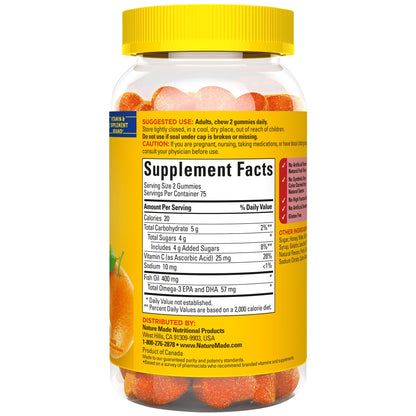 Nature Made Fish Oil Omega-3 Gummies - Heart Health (150 Count, 75-Day Supply)