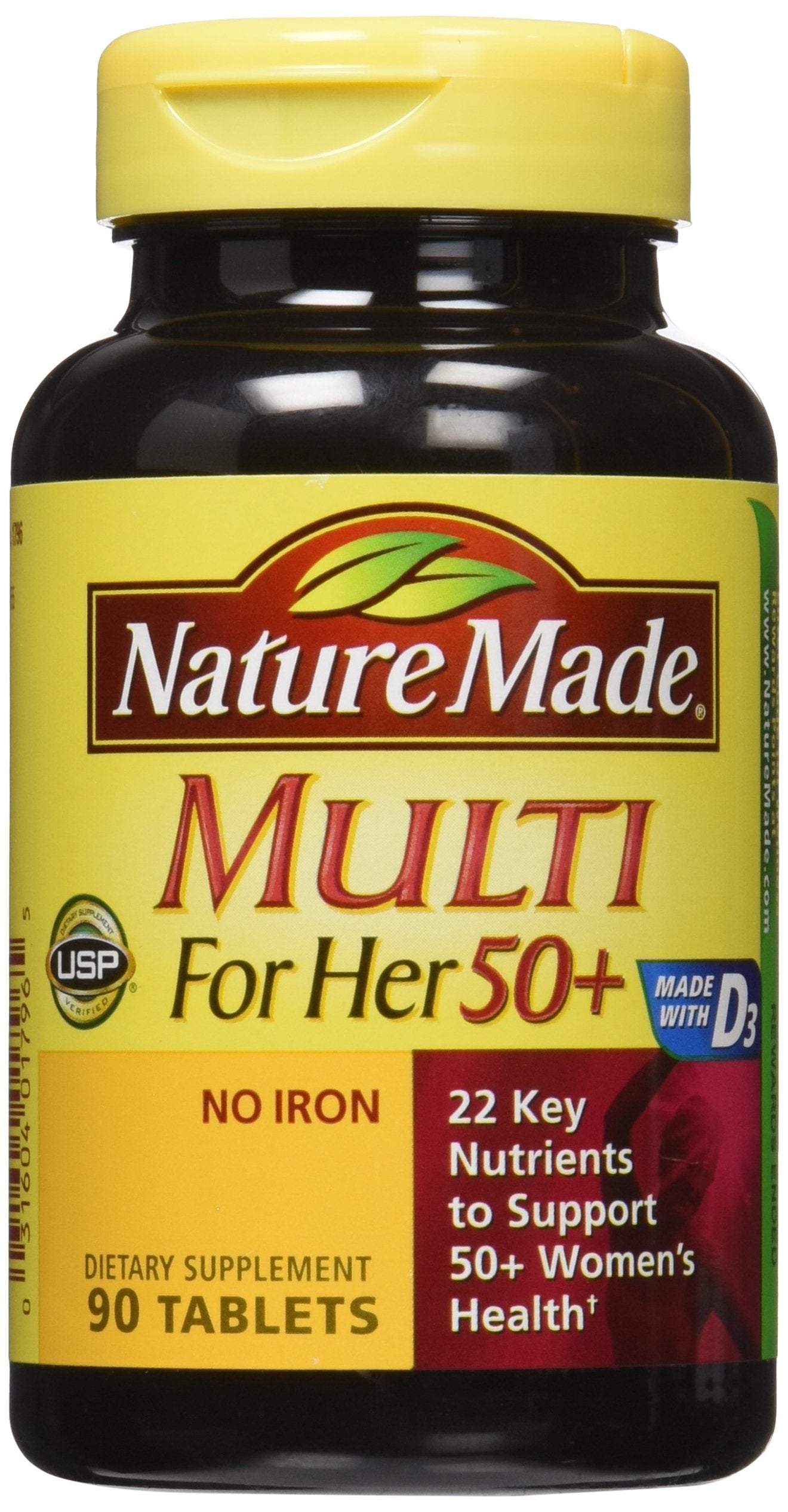 Nature Made Multi For Her 50+ Vitamin & Mineral Tabs – 90 ct Pack of 2
