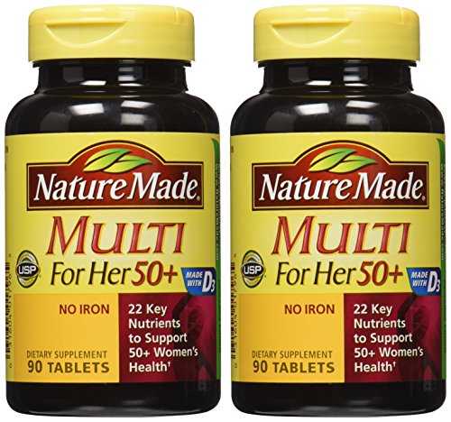 Nature Made Multi For Her 50+ Vitamin & Mineral Tabs – 90 ct Pack of 2