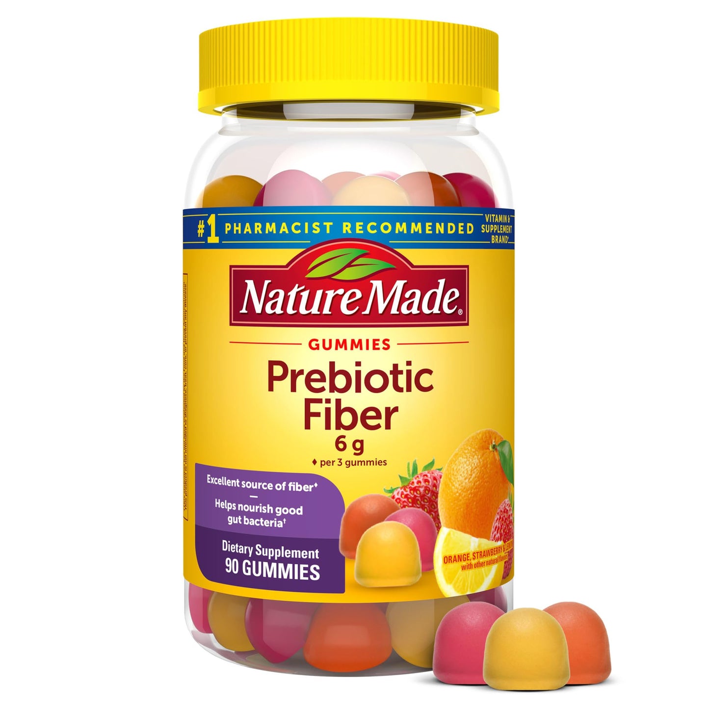 Nature Made Prebiotic Fiber Gummies – 90 Count for Adults & Kids | Digestive Support