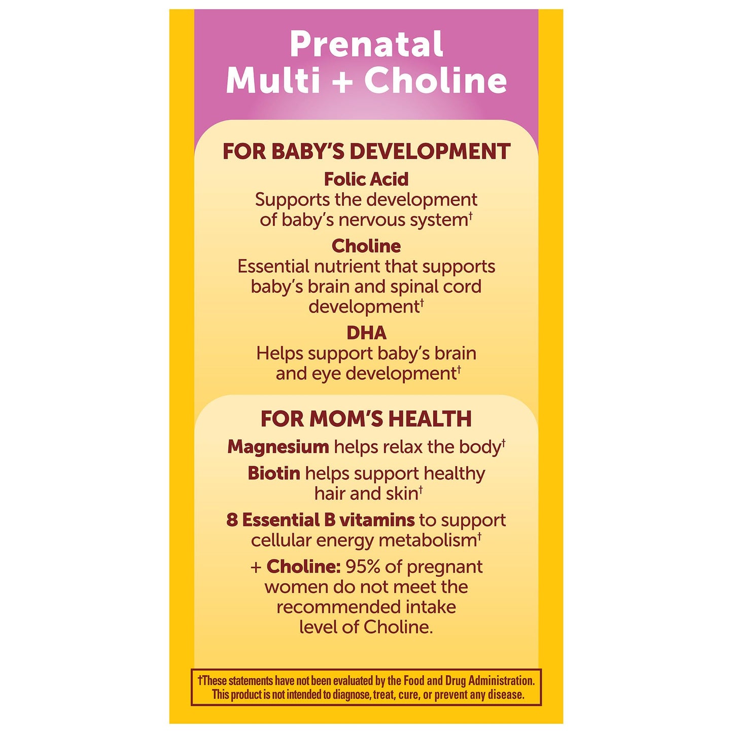Nature Made Prenatal Vitamin Softgels + Choline Capsules – 60 Day Supply, Folic Acid + DHA