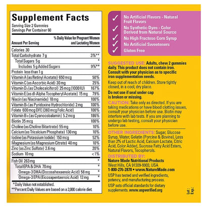 Nature Made Prenatal Gummies with DHA + Folic Acid – Berry (120 CT) + White Peach Hydration Sticks