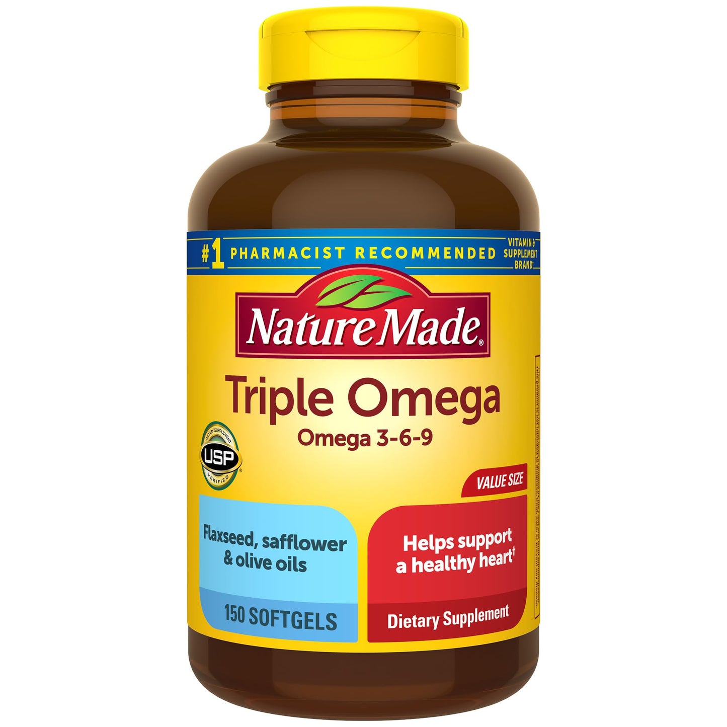 Nature Made Triple Omega 3-6-9 Softgels - Flaxseed, Safflower & Olive Oils | 150 Softgels, 75-Day Supply