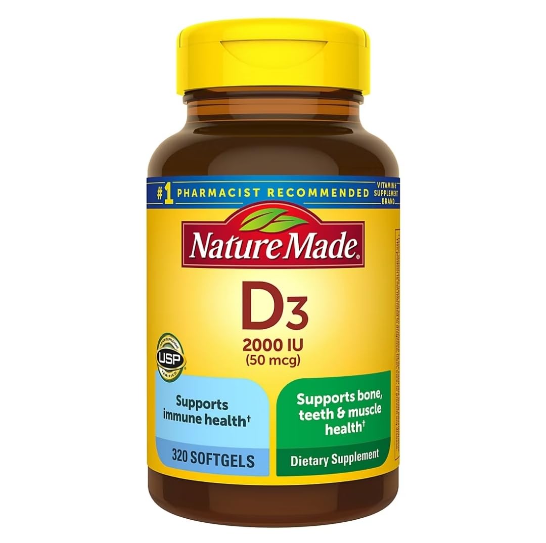 Nature Made Vitamin D3 2000 IU - 320 Softgels | Packaging May Vary