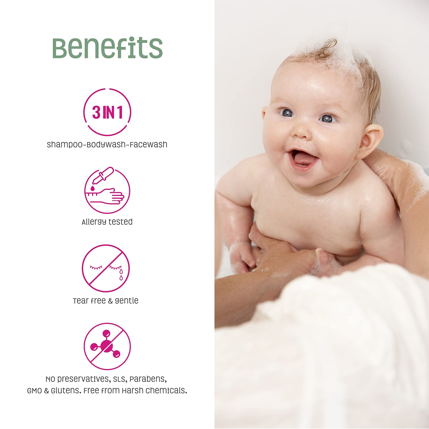 Nature's Baby Organics 3-in-1 Baby Shampoo, Body Wash & Face Wash – Lavender Chamomile, 16oz (Pack of 2)