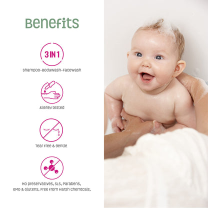 Nature's Baby Organics 3-in-1 Baby Shampoo, Body Wash & Face Wash – Lavender Chamomile, 16oz (Pack of 2)
