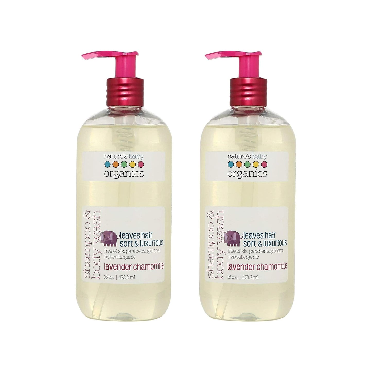 Nature's Baby Organics 3-in-1 Baby Shampoo, Body Wash & Face Wash – Lavender Chamomile, 16oz (Pack of 2)