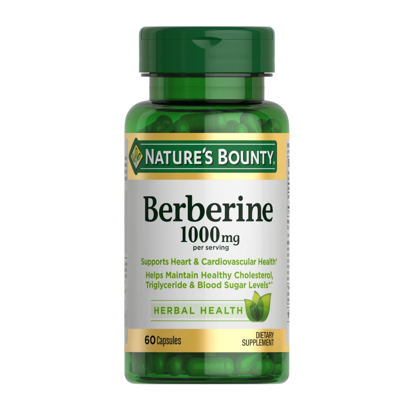 Nature's Bounty Berberine 1000mg – Heart Health Support, Non-GMO, 60 Count