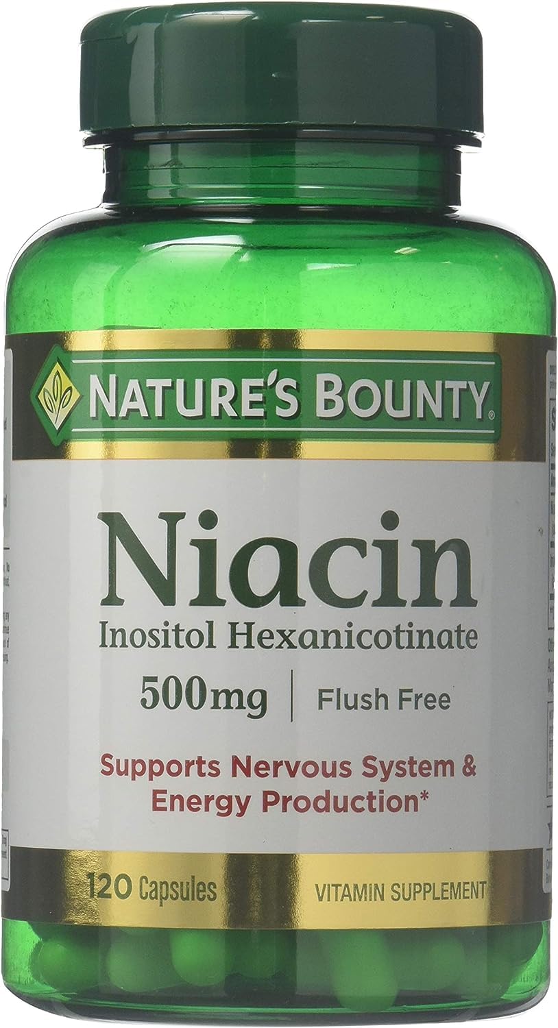 Nature's Bounty Flush Free Niacin 500 mg – 240 Capsules (2 x 120 Count Bottles)