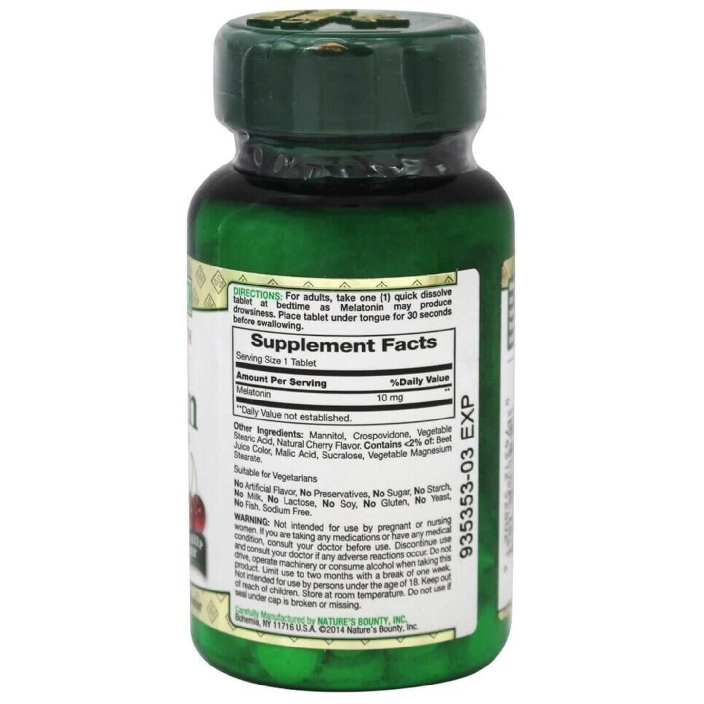 Nature's Bounty Melatonin 10 mg Quick Dissolve Tablets – Pack of 4