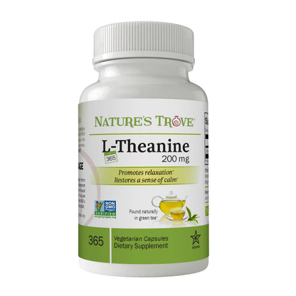 Nature's Trove L-Theanine 200mg - 365 Vegetarian Capsules | Super Value Size