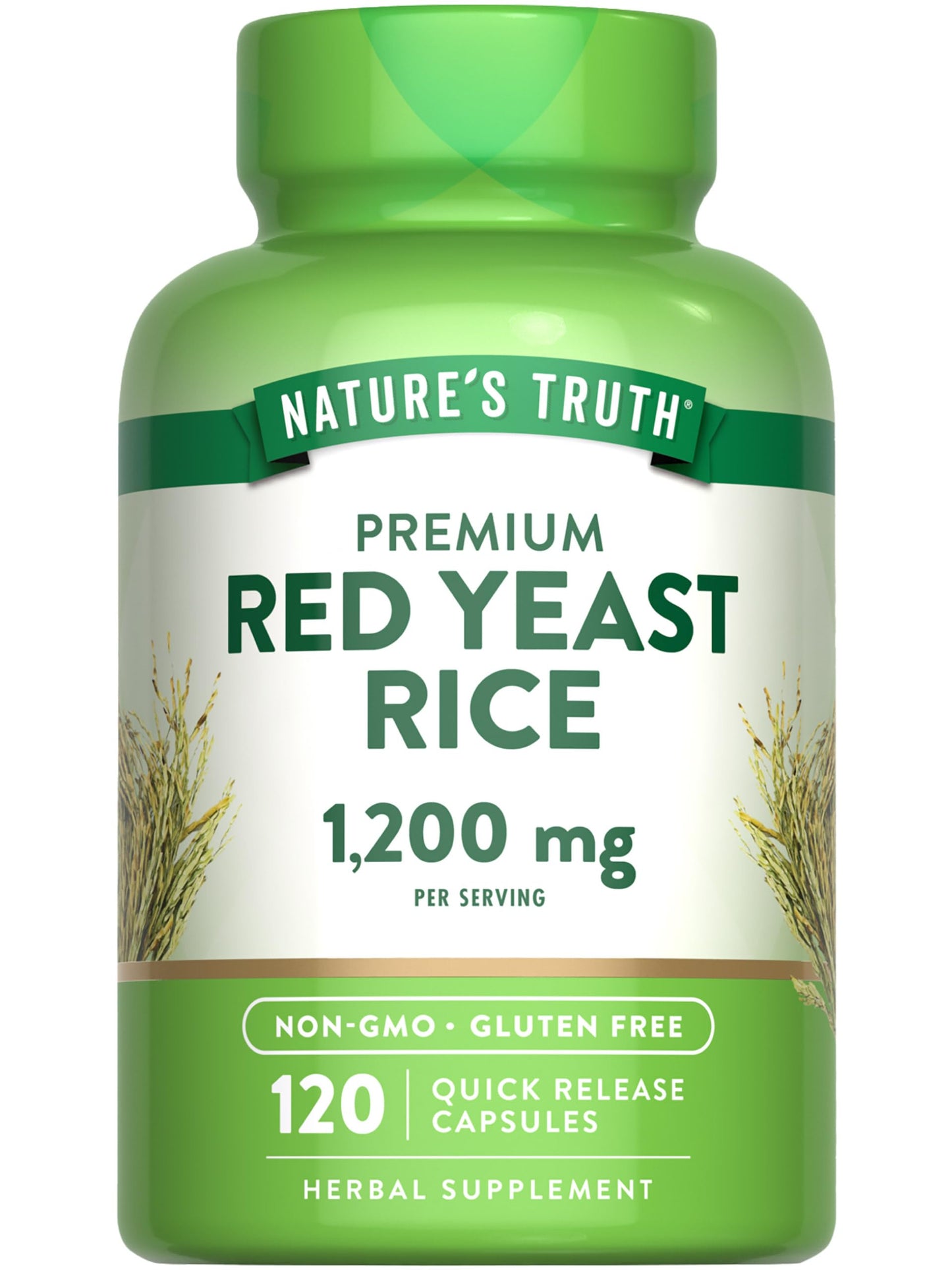 Nature's Truth Red Yeast Rice Capsules 1200 mg - 120 Count | Non-GMO & Gluten Free
