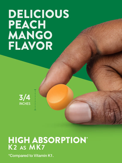 Nature's Truth Vitamin D3 + K2 Gummies – 50-Count (Pack of 2) | Peach Mango | Vegetarian, Non-GMO & Gluten Free