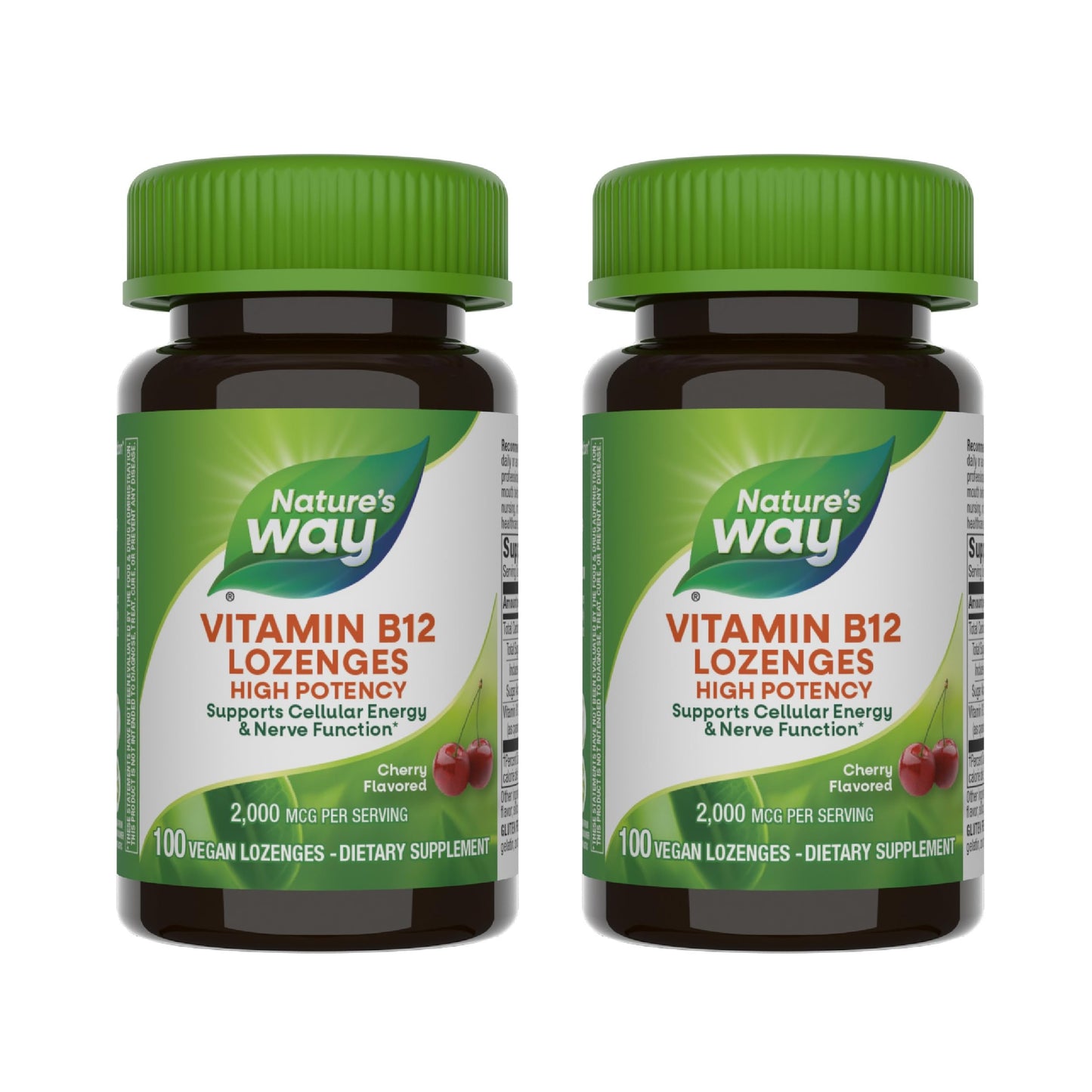 Nature's Way Vitamin B12 Lozenge 2-Pack - 2000 mcg Cherry - Vegetarian Gluten-Free