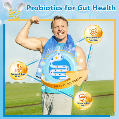 Nature Target Probiotics for Men – Digestive Health with Enzymes & Prebiotics, 100 Billion CFUs, Saw Palmetto & Cranberry, 90 VeggieCaps
