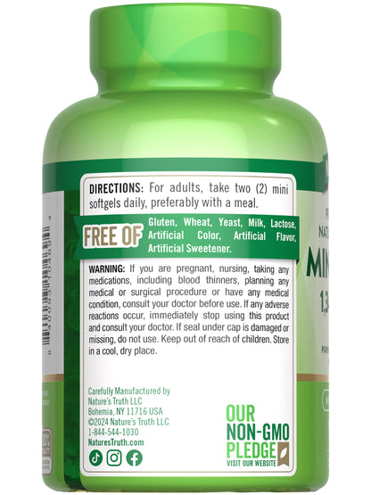 Nature's Truth Mini Fish Oil Omega-3 1340 mg | 100 Softgels | Burpless Lemon (Pack of 2)