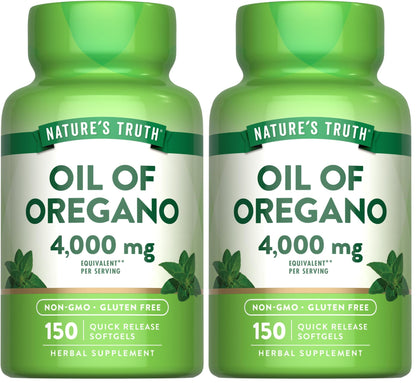 Nature's Truth Oil of Oregano Softgels | 4000 mg | 150 Count | Non-GMO & Gluten Free Herbal Supplement (Pack of 2)