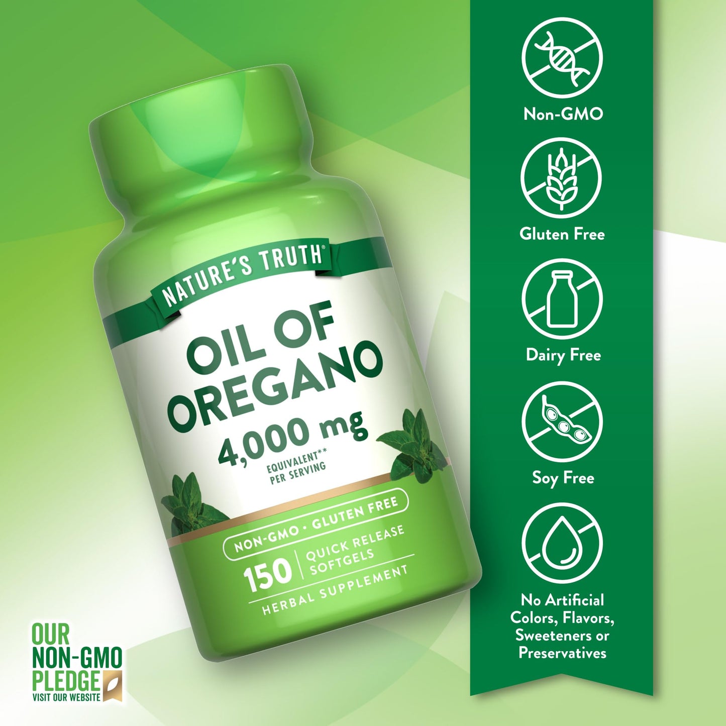Nature's Truth Oil of Oregano Softgels | 4000 mg | 150 Count | Non-GMO & Gluten Free Herbal Supplement (Pack of 2)