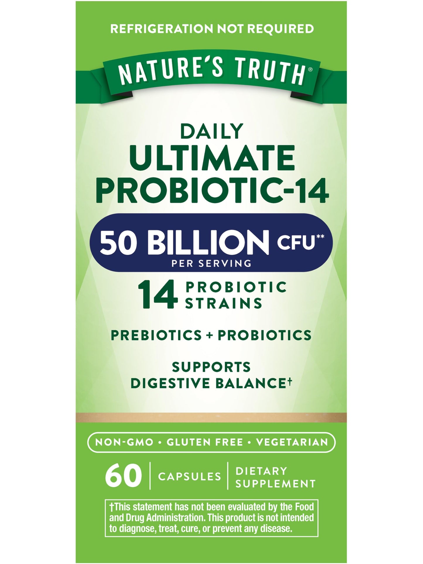 Nature's Truth Probiotic for Women and Men | 50 Billion CFU, 14 Strains, 60 Veg Capsules