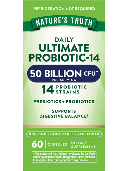 Nature's Truth Probiotic for Women and Men | 50 Billion CFU, 14 Strains, 60 Veg Capsules