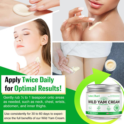 NATURE ZIRAN Wild Yam Cream - Estrogen-Free Skin Cream for Menopause & Period Changes, 2.1 fl oz