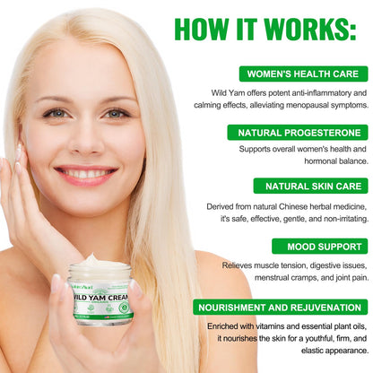 NATURE ZIRAN Wild Yam Cream - Estrogen-Free Skin Cream for Menopause & Period Changes, 2.1 fl oz