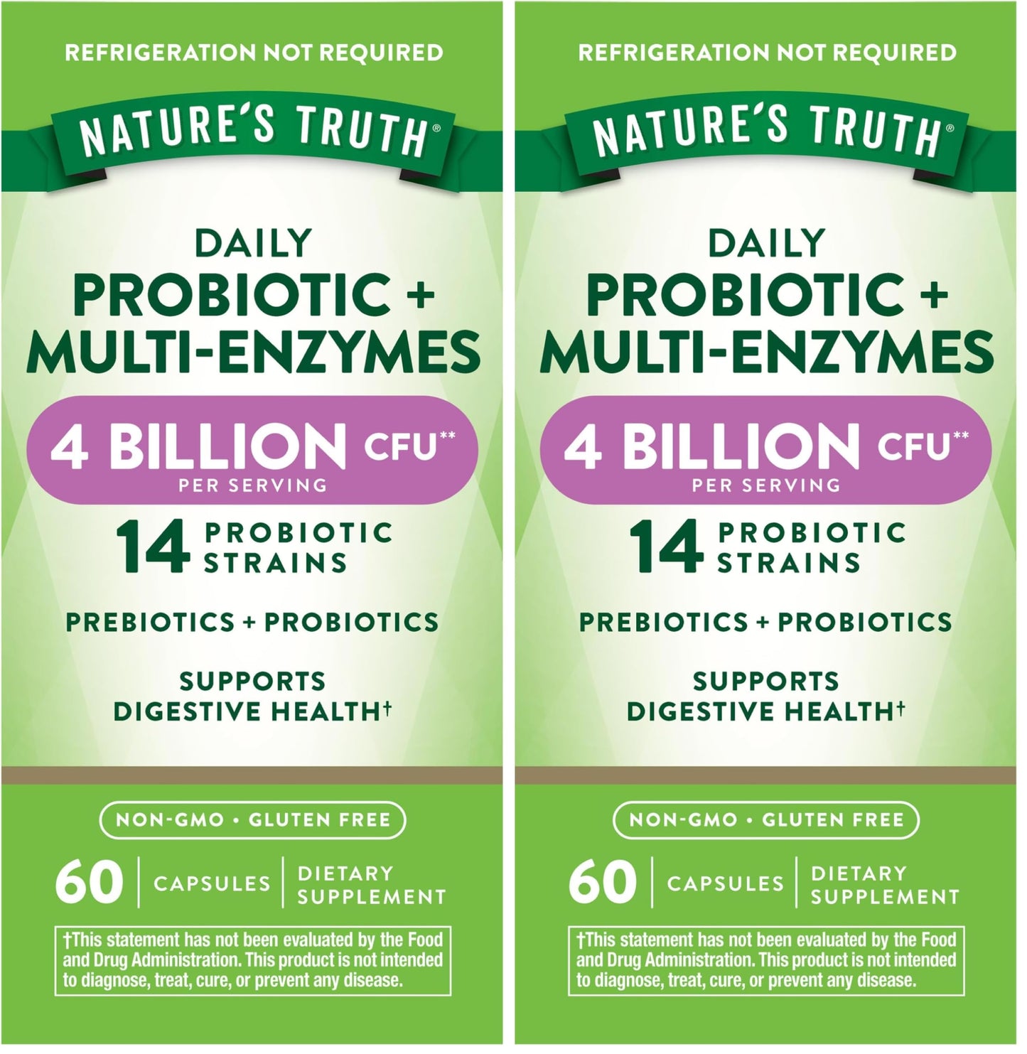 Nature's Truth Probiotics with Enzymes – 60 Capsules (Non-GMO, Gluten Free) – Pack of 2