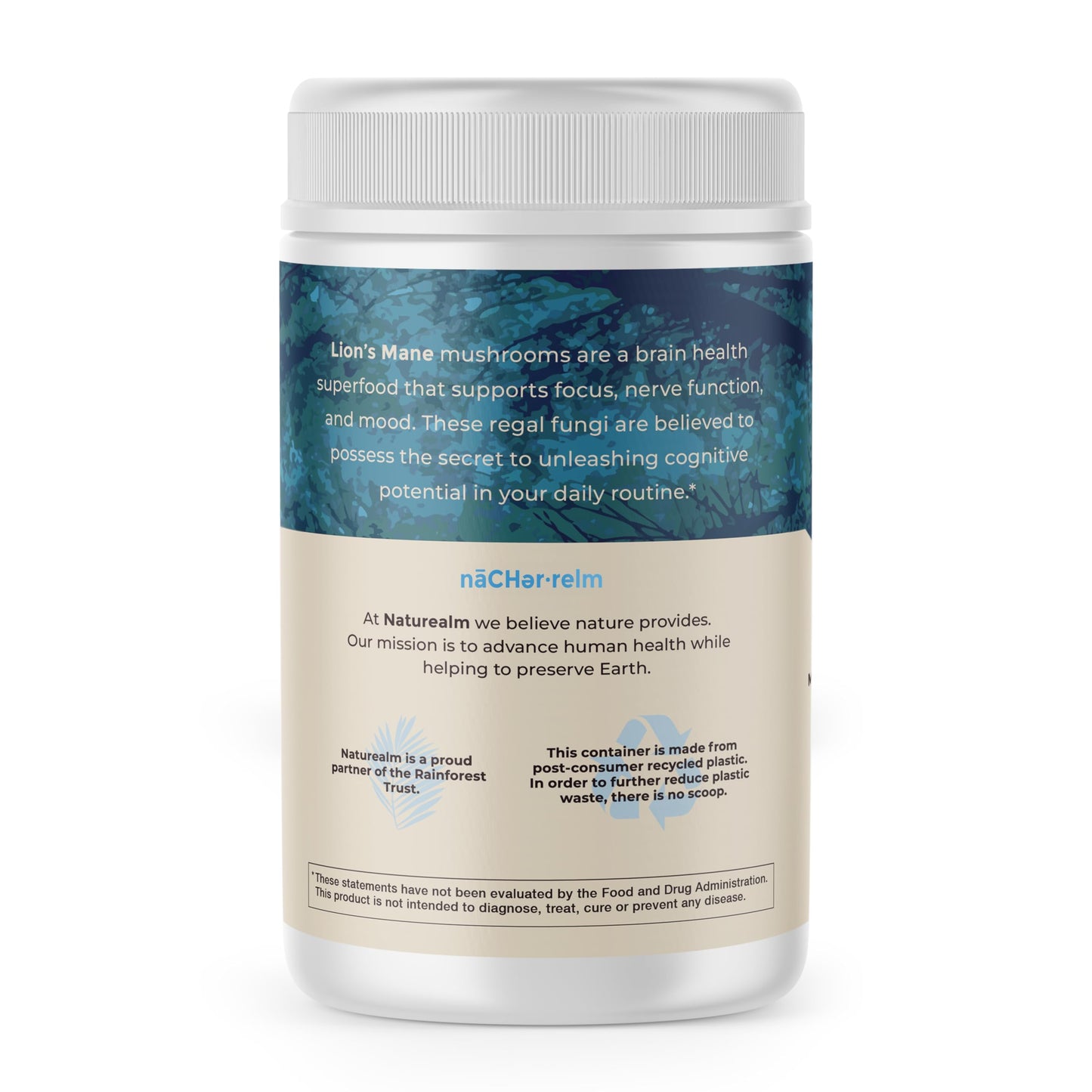 Naturealm Lion's Mane Mushroom Powder – Organic Brain Support, Focus & Memory – 60 Servings – Non-GMO